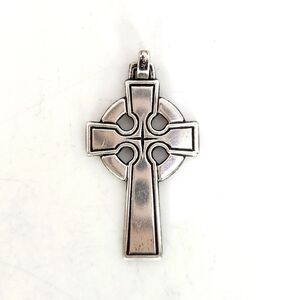 Retired James Avery Large Sterling Celtic Cross Pendant w North Star Center